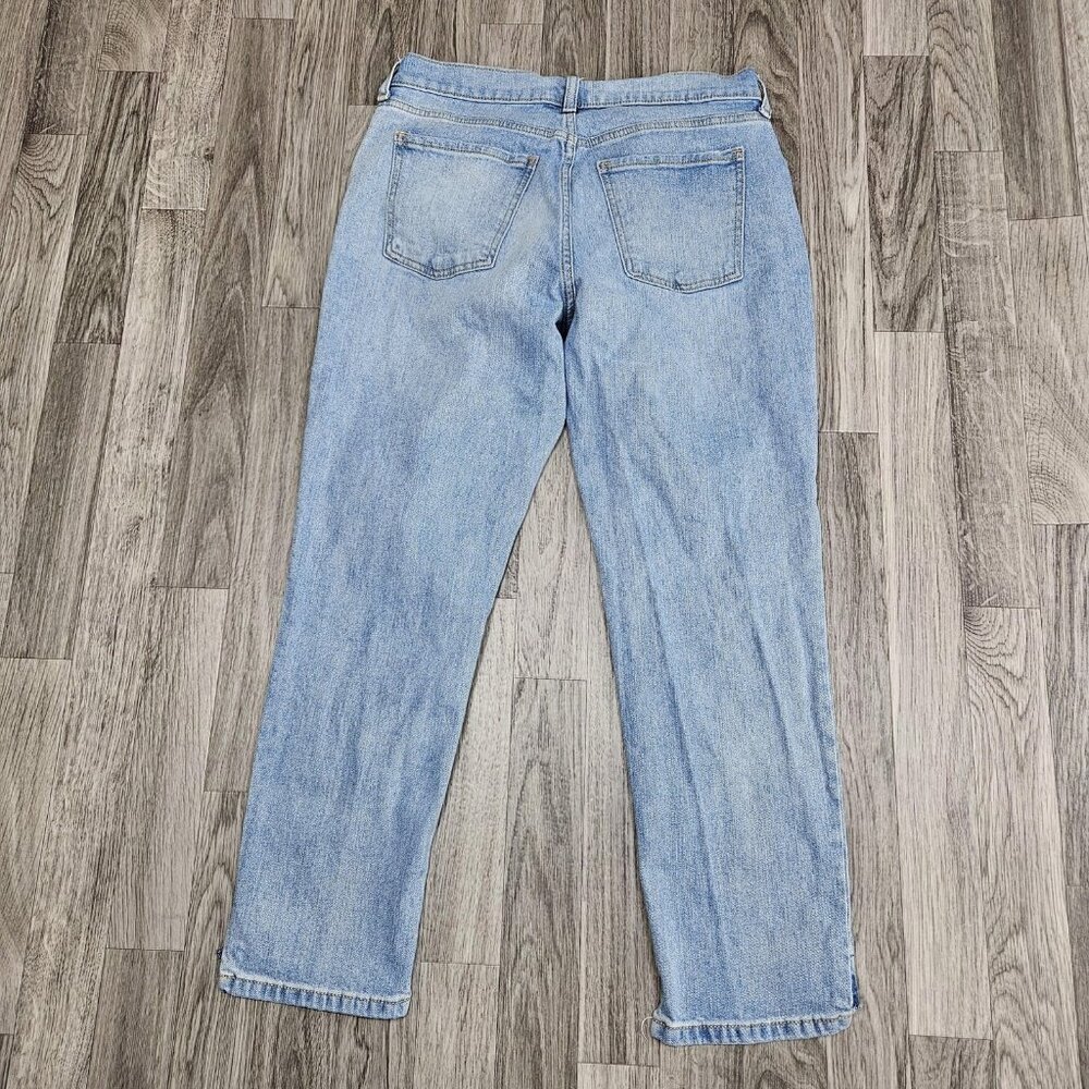 Old Navy Jeans Womens 4 Light Wash Mid Rise Boyfriend Distressed Hem Denim - Picture 2 of 10